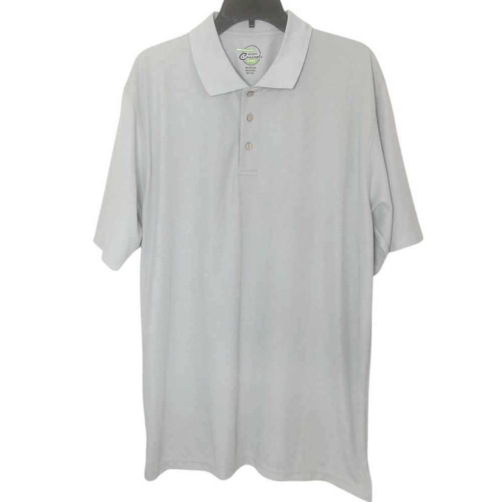 Mens 3 Button Golf Shirt Short Sleeve Light Green Mens Big & Tall Size XXL